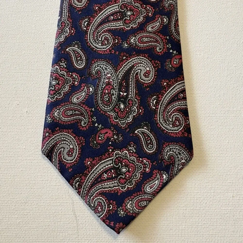 Bert Pulitzer Neck Tie Classic Business Office Wear Preppy Blue Red Paisley